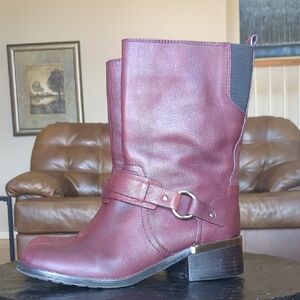 Vince Camuto Maroon Leather Combat Boots Size 9.5